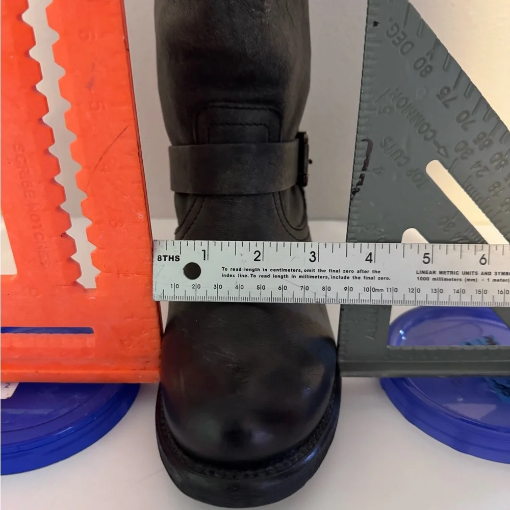 Frye Women’s Charcoal Gray Leather Slouch Boots 3 inch Block Heel Size 9.5 - Picture 12 of 15